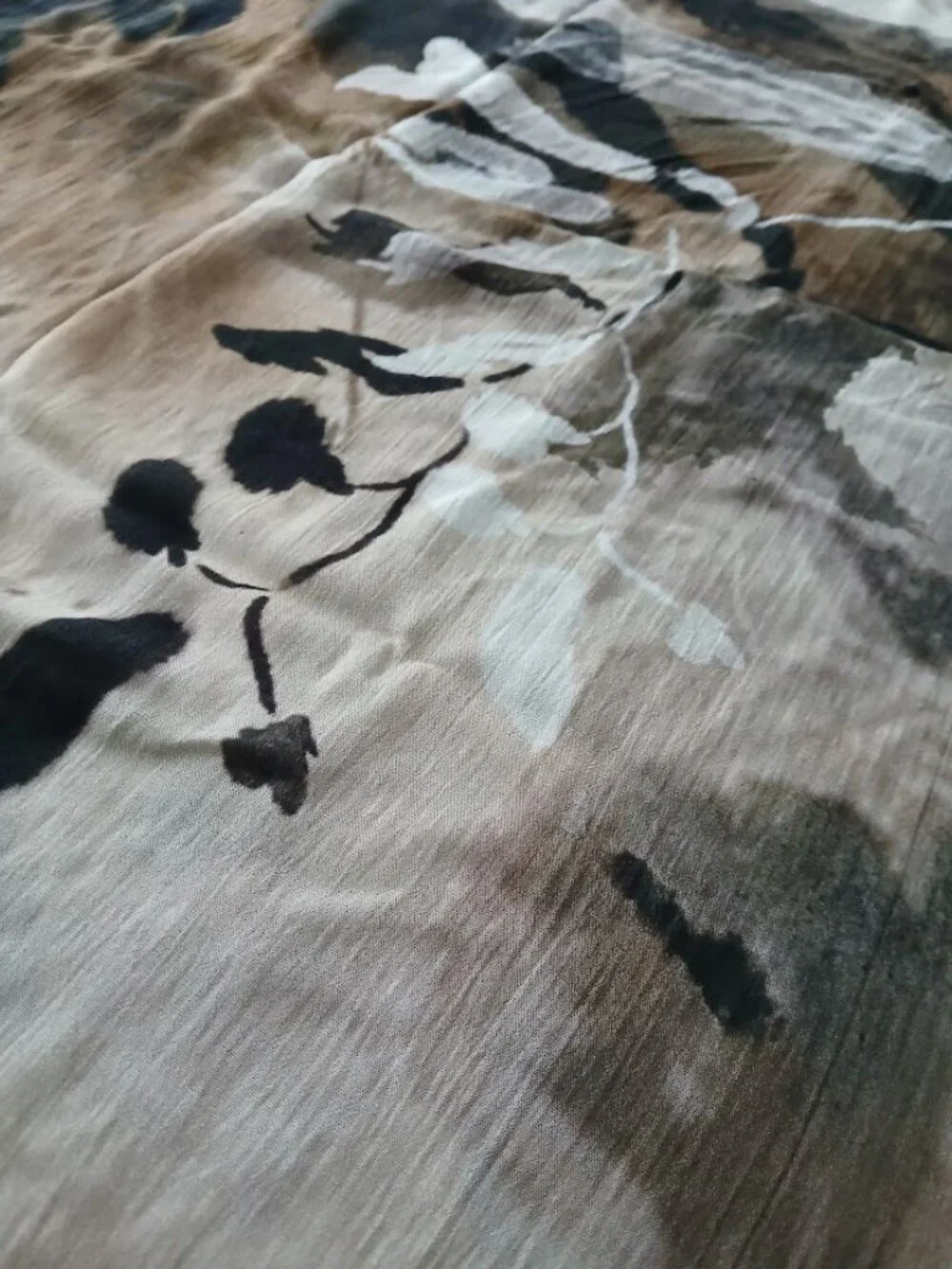 Scarf - Large Brown and Neutral Botanical Print